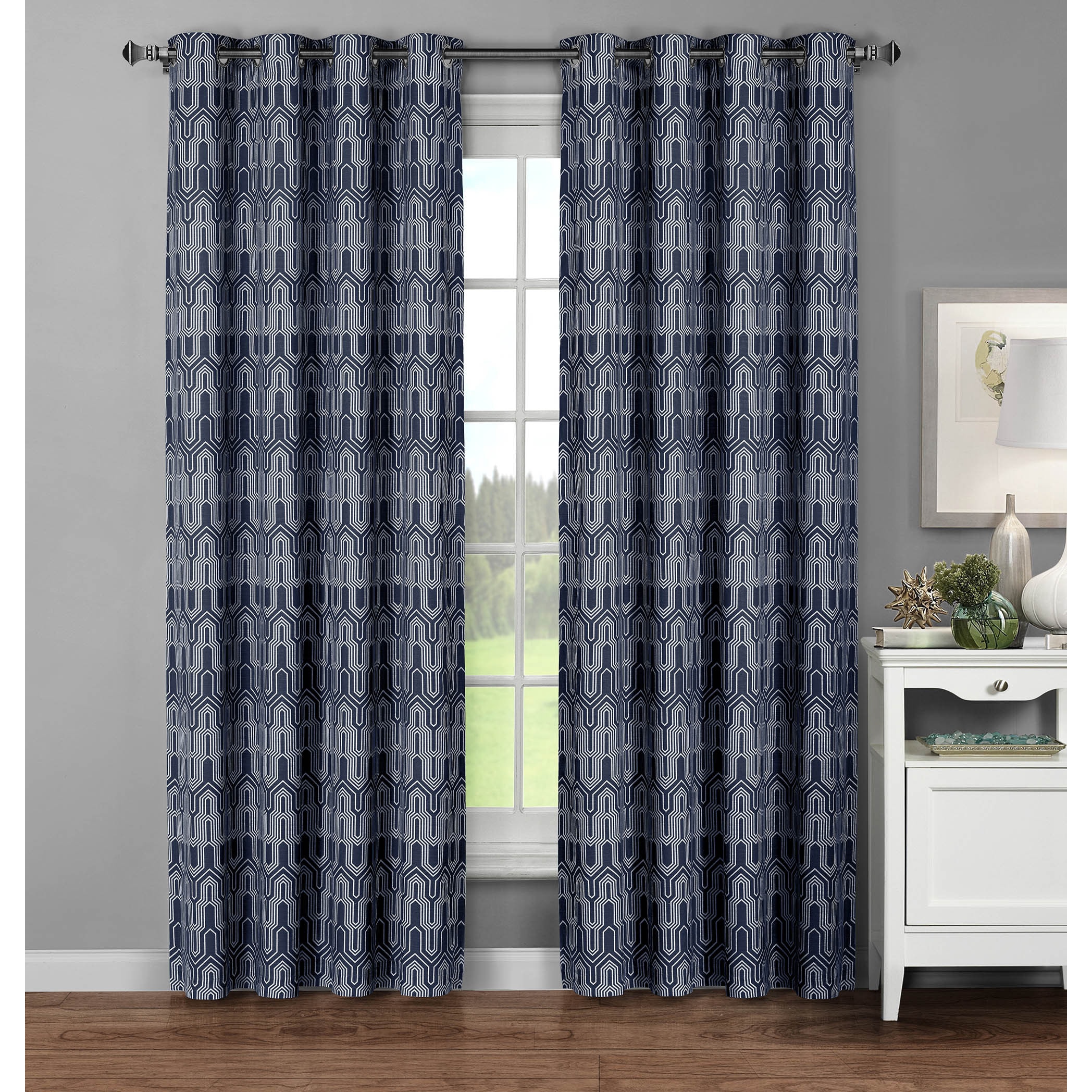 Window Elements Juneau Printed Cotton Extra Wide 104 x 96 in. Grommet Curtain Panel Pair, Linen