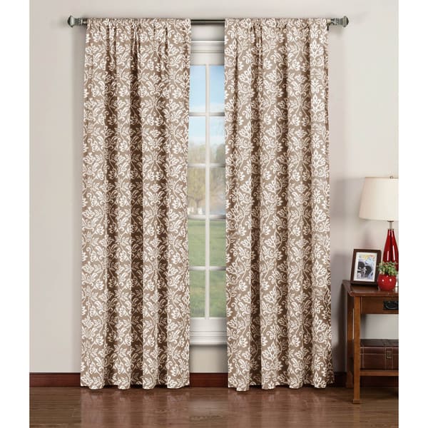 slide 3 of 13, Window Elements Valencia Printed 96-inch Extra-wide Rod Pocket Curtain Panel Pair - 52 x 96 - 52 x 96 taupe