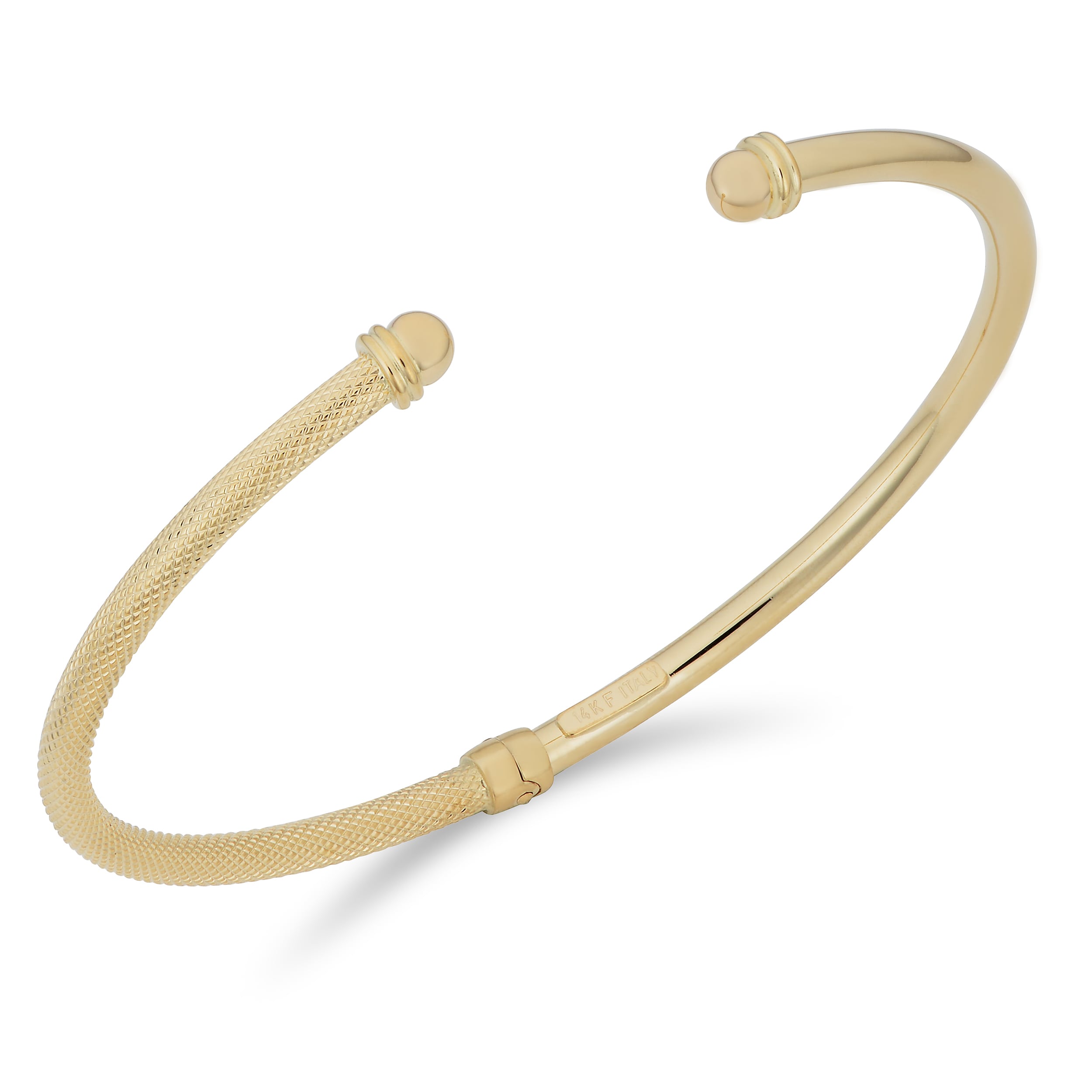 Au Naturale 14k Yellow Gold 3-mm Hinged Bangle Bracelet (7.5 inches)
