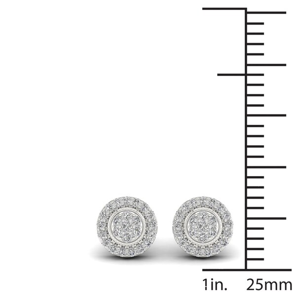 Sterling Silver 1/2ct Diamond Cluster Stud Earrings