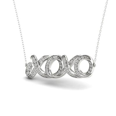 S925 Sterling Silver 1/6ct TDW Diamond XOXO Necklace