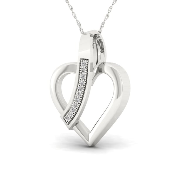Sterling Silver 1/20ct TDW Diamond Heart Necklace
