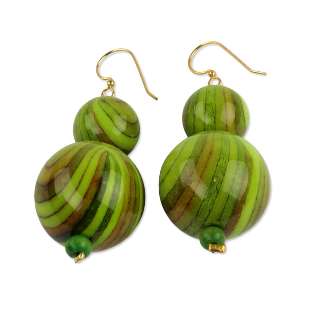 Recycled Plastic 'Dzidzo in Lime Green' Earrings (Ghana)