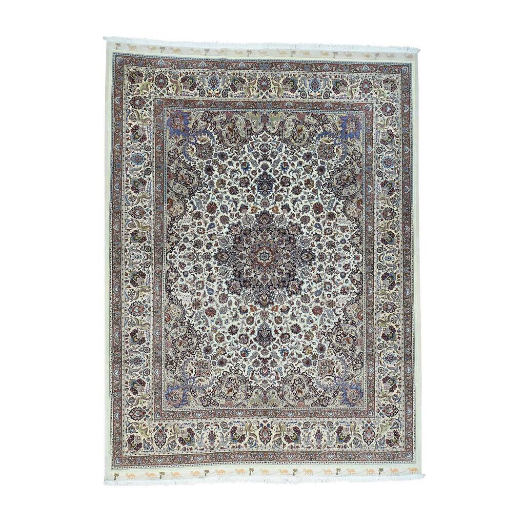 Shahbanu Rugs Hand-Knotted Persian Mashad Saberi Wool And Silk 400 Kpsi Rug (10'0x13'8)