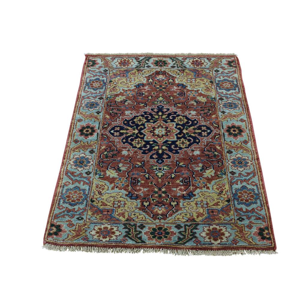 Shahbanu Rugs Hand-Knotted Pure Wool Antiqued Heriz Recreation Oriental Rug (2'1x3'1)