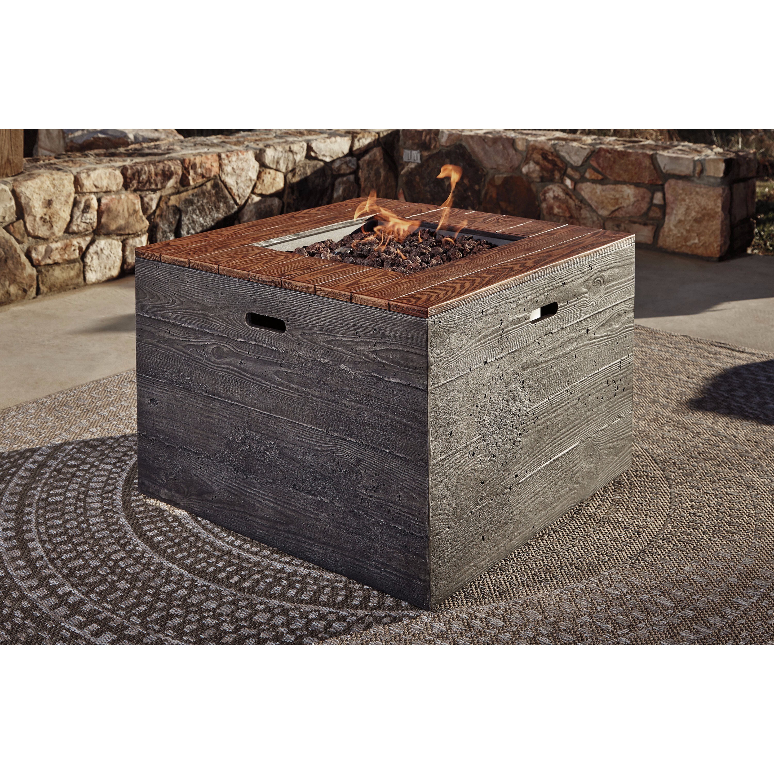 Shop Signature Design By Ashley Hatchlands Brown Square Fire Pit