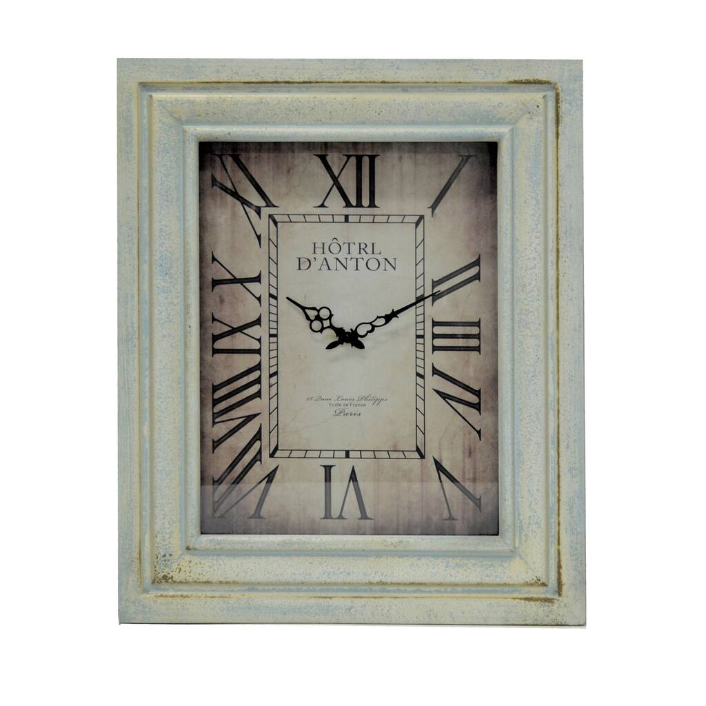 Jeco Rectangular Vanilla Wood 27.5-inch Wall Clock