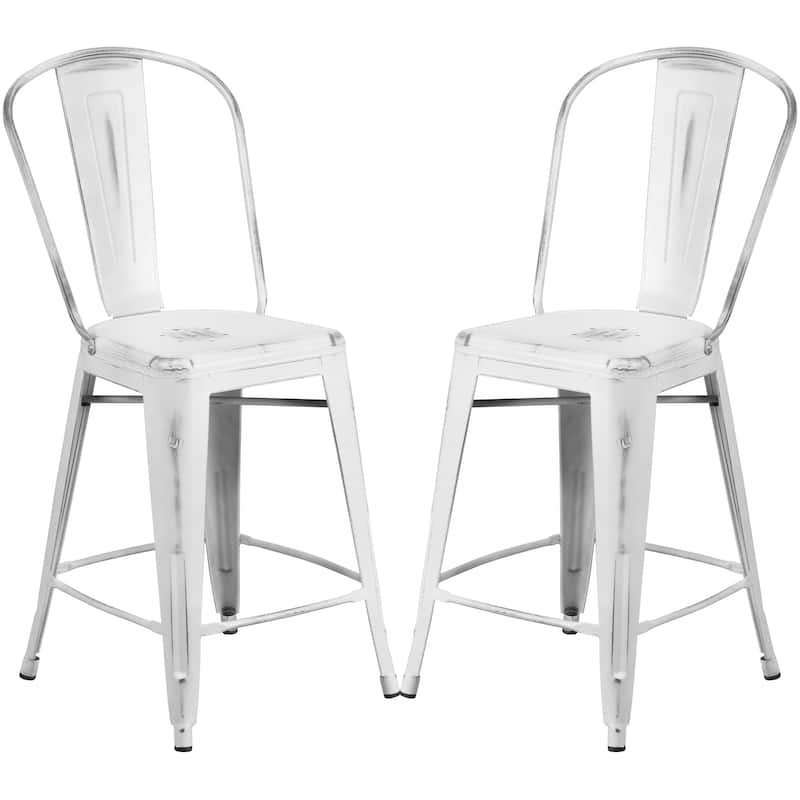 Distressed White Metal Counter Height Stool - Bed Bath & Beyond - 14161595