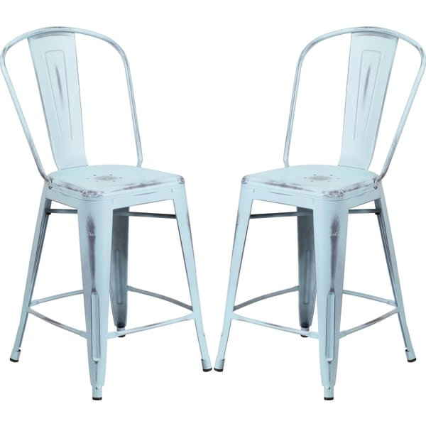 Shop Distressed Dream Blue Metal Counter Height Stool Ships To