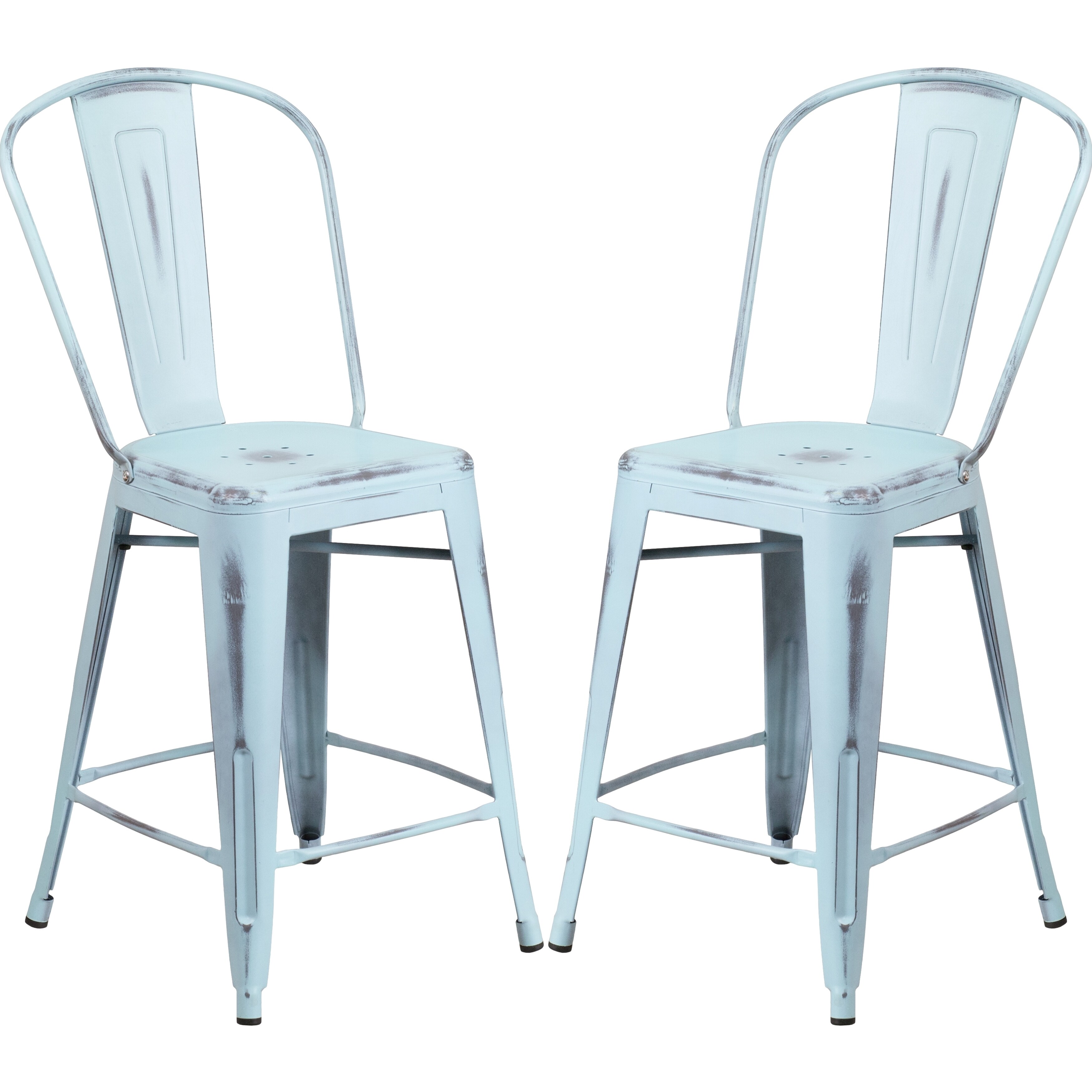 blue metal bar stools with back