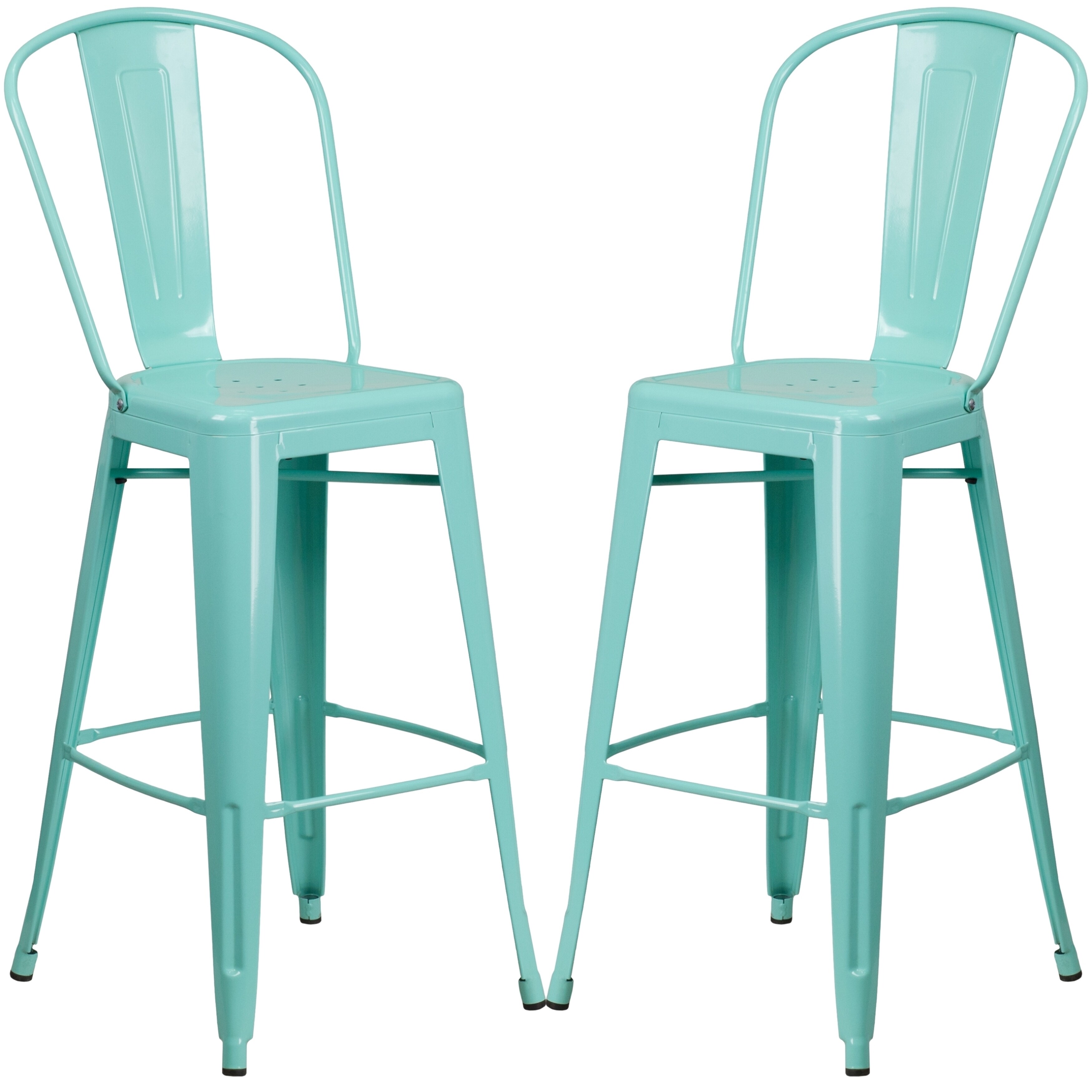 mint green metal bar stools