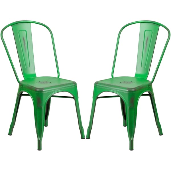 Distressed Green Metal Bistro-style Chair - Overstock - 14161650
