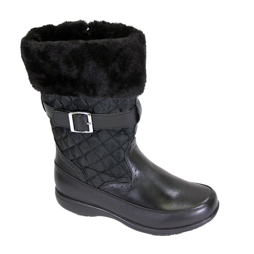 black wide width boots