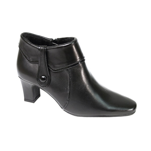 womens black ankle boots wide width