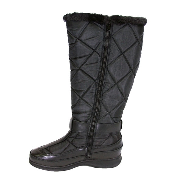 wide width black leather boots