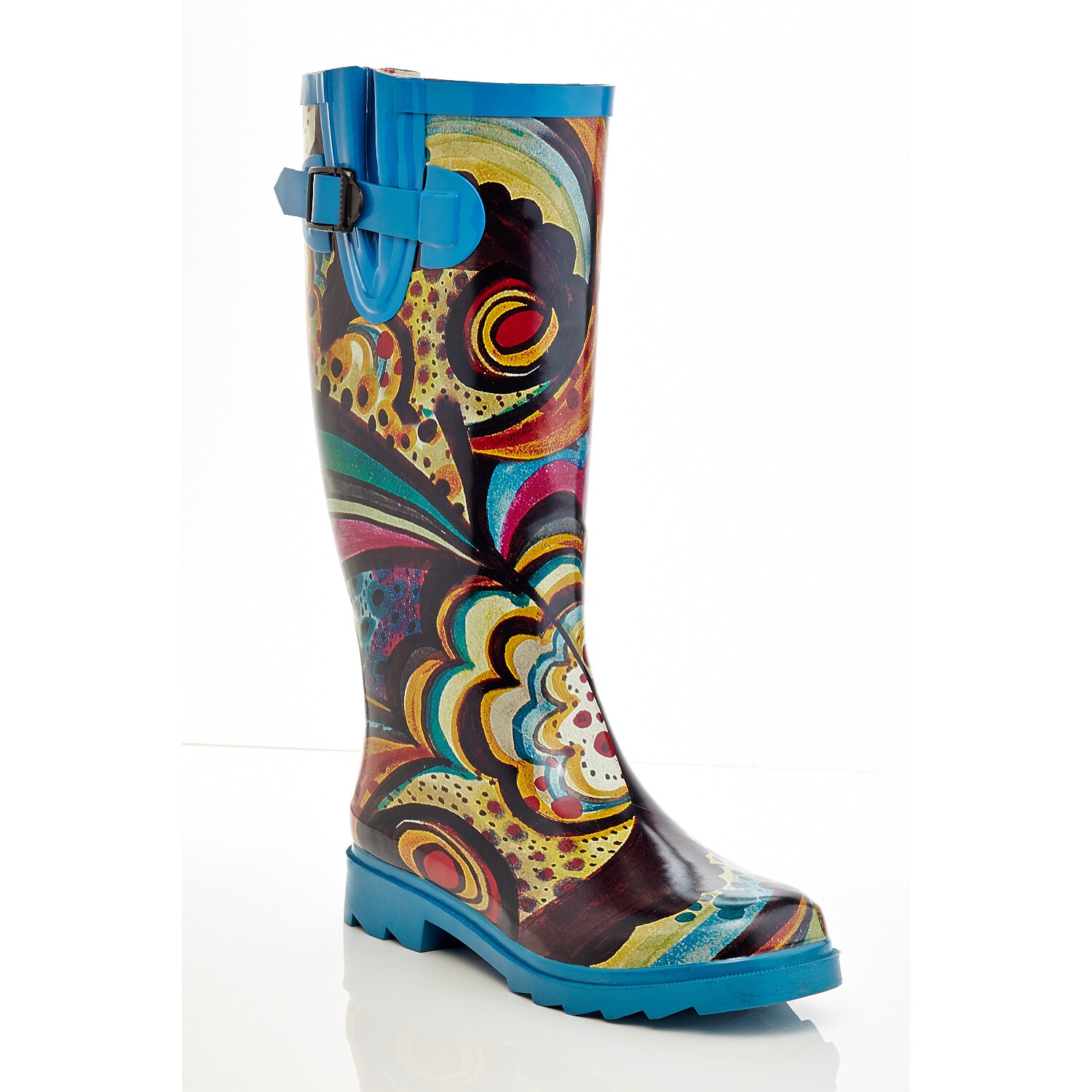 multi colored rain boots