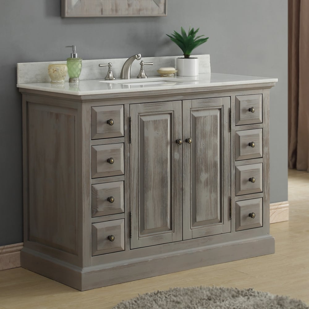 48 Bozeman Rustic Bathroom Vanity in Natural with Calacatta Quartz To -  HouseTie