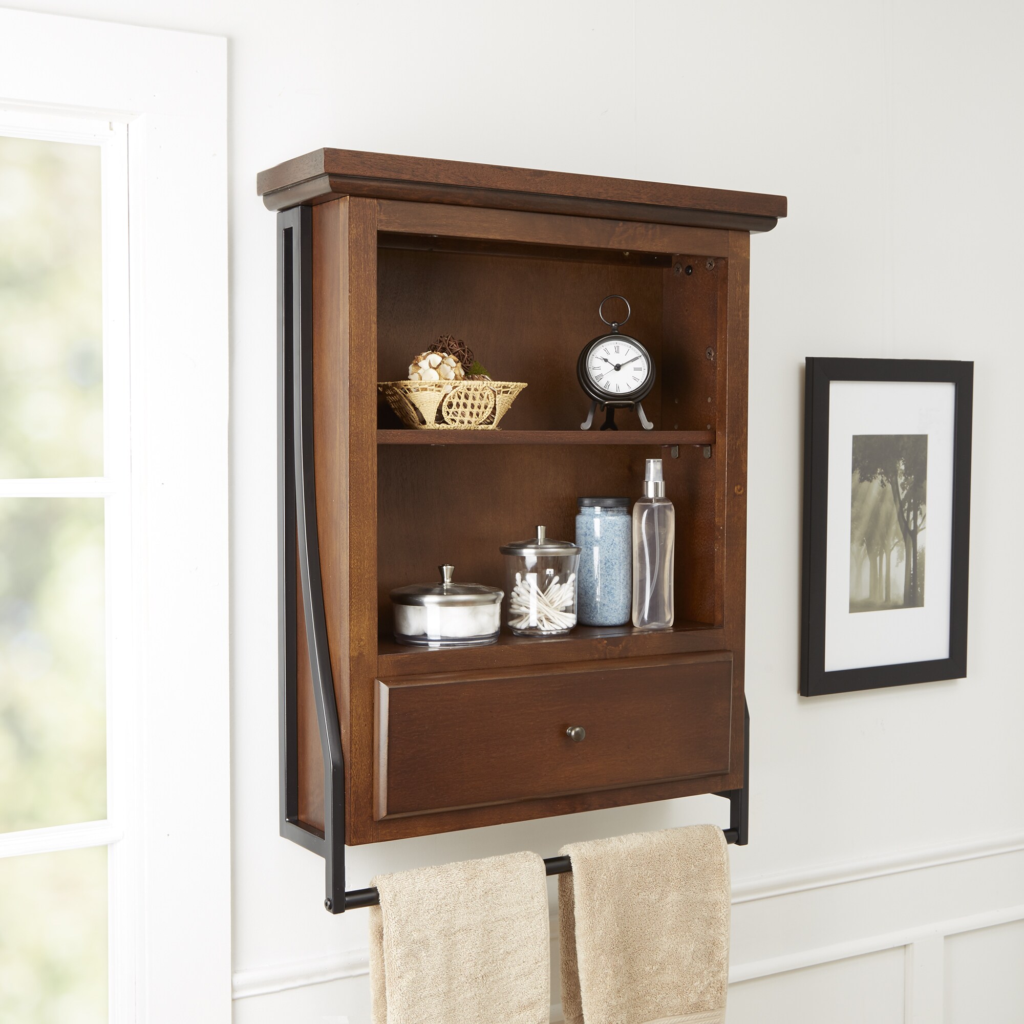 Shop Leighton Bathroom Collection 2 Tier Wall Shelf With Drawer