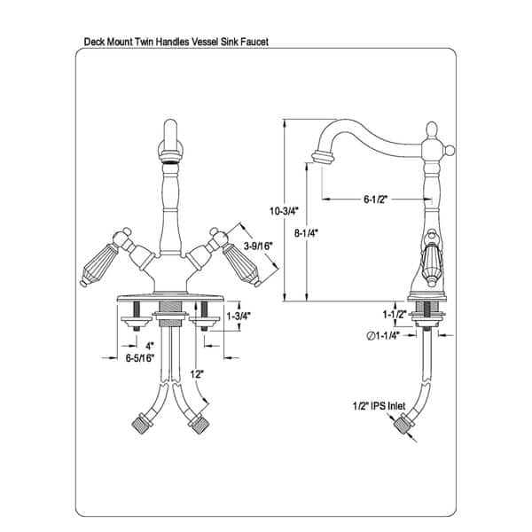 Kingston Brass Wilshire TwoHandle 1or3 Hole Deck Mount Vessel Faucet