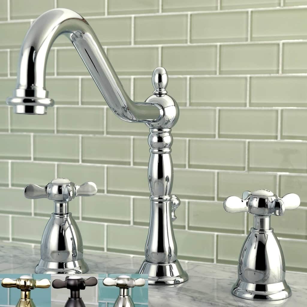 Kingston Brass Victorian Cross-Handles Widespread Bathroom Faucet