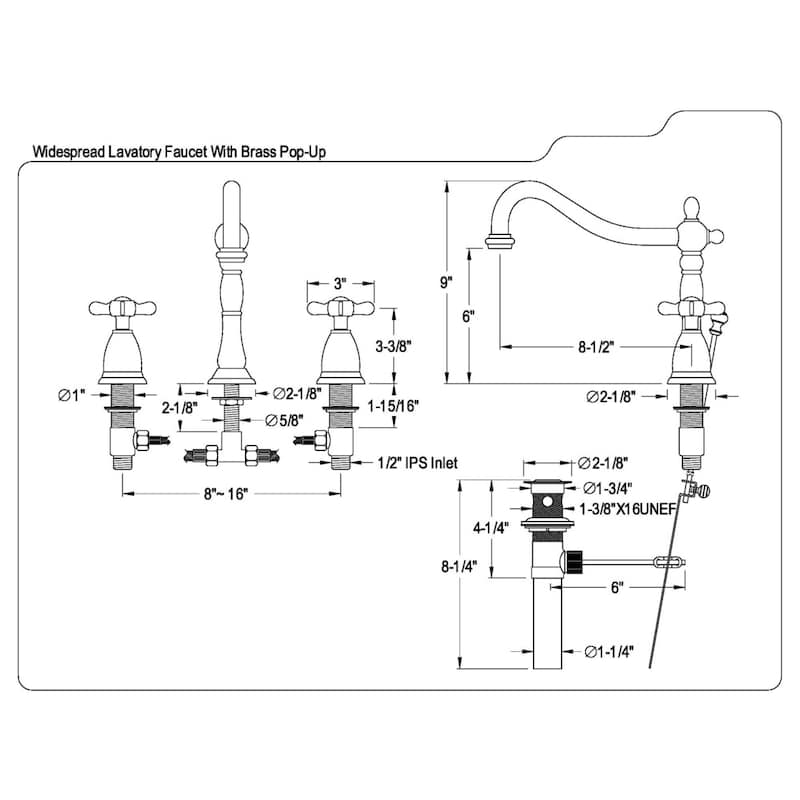 Kingston Brass Victorian Cross-Handles Widespread Bathroom Faucet