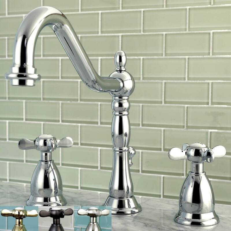 Kingston Brass Victorian Cross-Handles Widespread Bathroom Faucet - Polished chrome