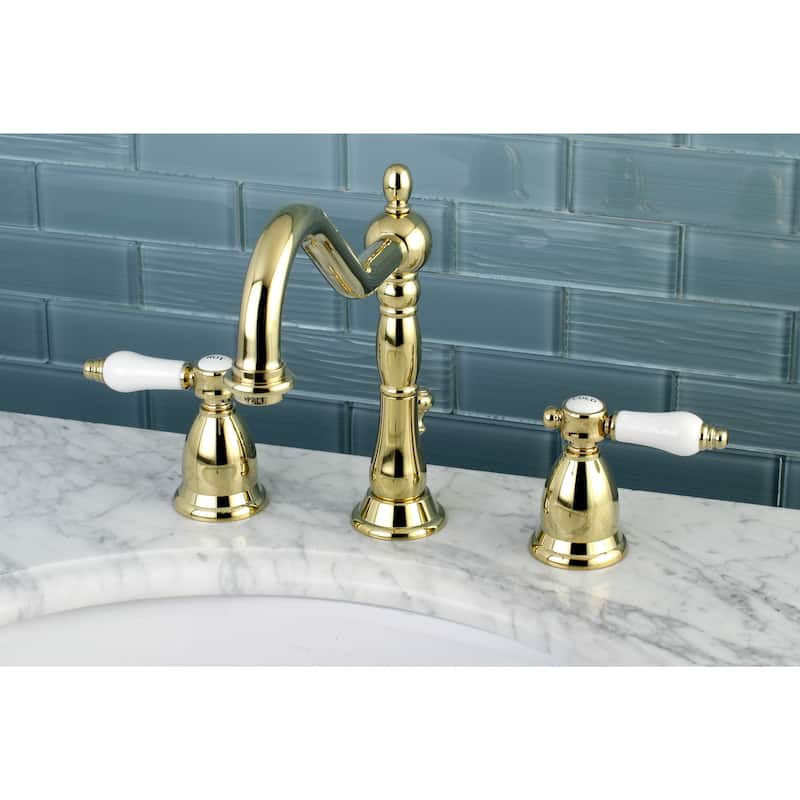 Kingston Brass Victorian Porcelain Widespread Bathroom Faucet - Polished brass