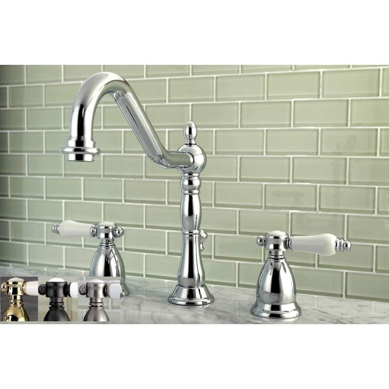 Kingston Brass Victorian Porcelain Widespread Bathroom Faucet - Polished chrome