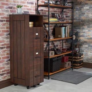 Furniture of America Ceris Rustic Slatted 3-drawer Mobile Vintage Walnut File Cabinet
