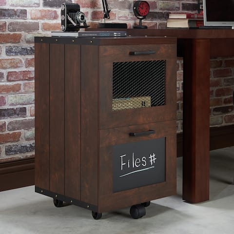 Furniture of America Rustic Walnut Window 2-drawer File Cabinet