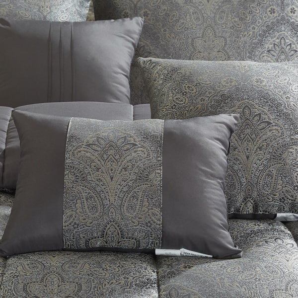 Shop Casa Black Paisley Jacquard 7 Piece Comforter Set Free