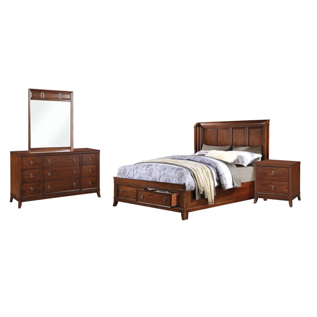Acme Furniture Midway 4-Piece Storage Bedroom Set, Cherry