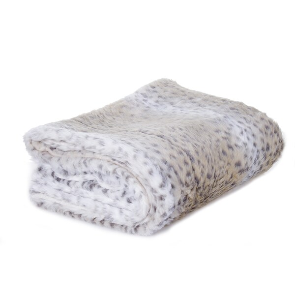 Silver Orchid Chaplin Snow Leopard Faux Fur Throw Blanket. Opens flyout.