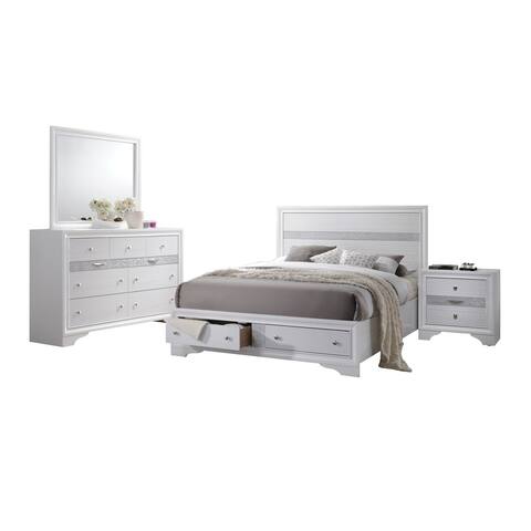 White Acme Furniture Naima 4-Piece Storage Bedroom Set