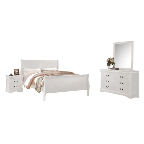 White Acme Furniture Louis Philippe 4-Piece Bedroom Set