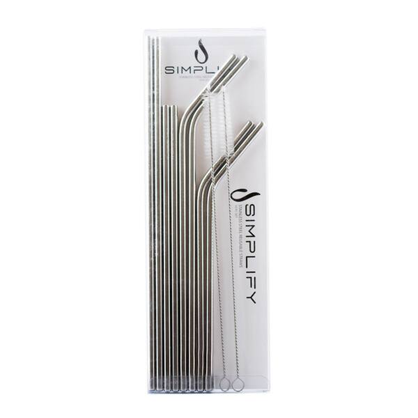 Reusable Stainless Steel Metal Drinking Straws W/ Cleaning Brush 8