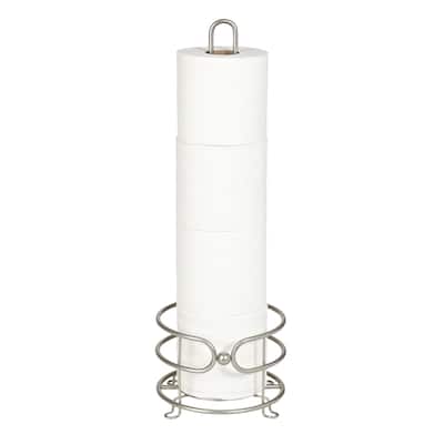 Bath Bliss Marble Ball Design Tissue Roll Reserve in Satin Nickel - 6.5" x 6.5" x 20.75"