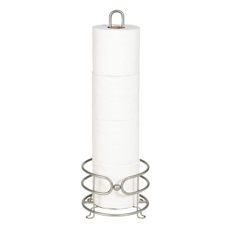 Bath Bliss Marble Ball Design Tissue Roll Reserve in Satin Nickel - 6.5" x 6.5" x 20.75"