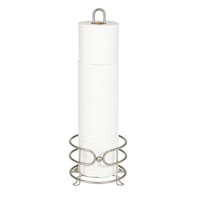 Bath Bliss Marble Ball Design Tissue Roll Reserve in Satin Nickel - 6.5" x 6.5" x 20.75"
