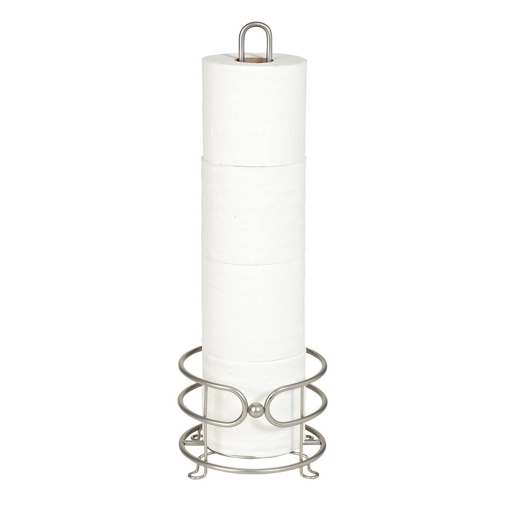 Bath Bliss Marble Ball Design Tissue Roll Reserve in Satin Nickel - 6.5" x 6.5" x 20.75"