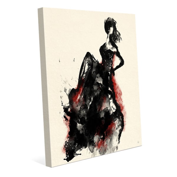 'Woman in Dress' Red Canvas Accent Wall Art Print - Overstock - 14172719