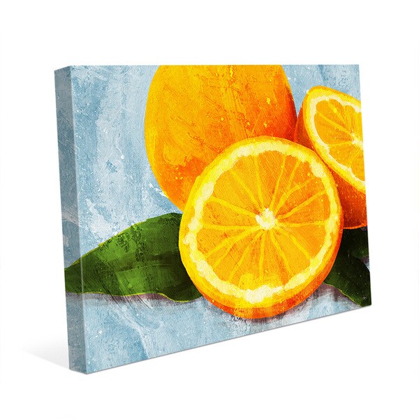 'Painted Oranges on Blue' Canvas Wall Art Print - Overstock - 14172749