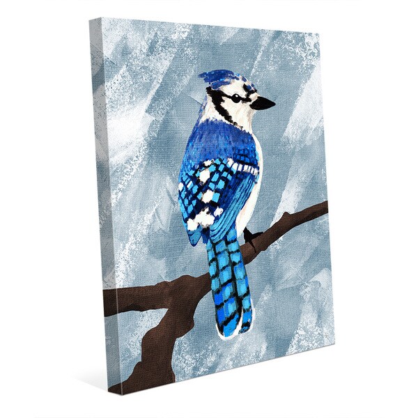 Painted Blue Jay Canvas Wall Art Print - Overstock - 14172843