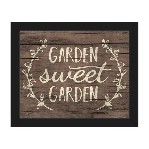 'Garden Sweet Garden Rustic' Framed Canvas Wall Art
