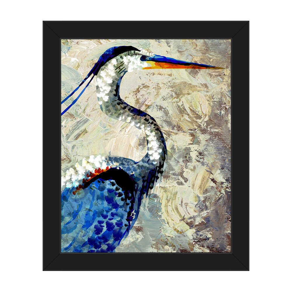 'Painted Crane' Framed Canvas Wall Art