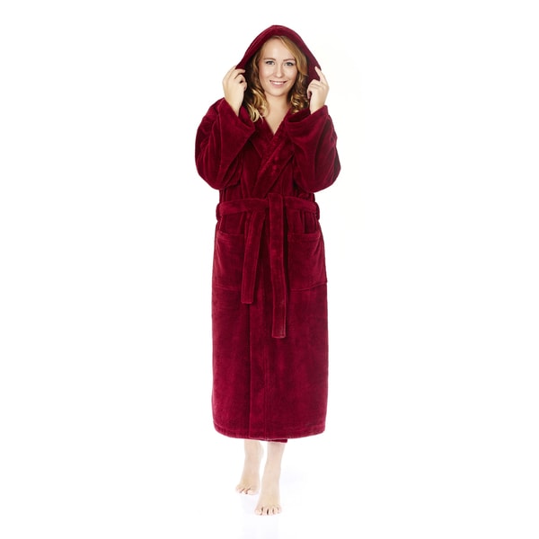 womens fleece dressing gown with hood