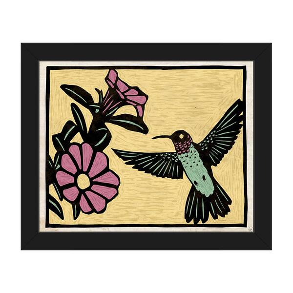 Woodblock Hummingbird Framed Canvas Wall Art Overstock 14172943