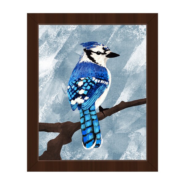 'Painted Blue Jay' Framed Canvas Wall Art Overstock 14173035
