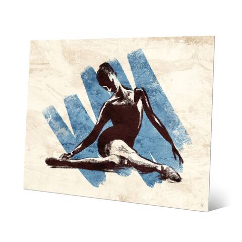 'Stretching Ballerina Blue' Metal Wall Art Print