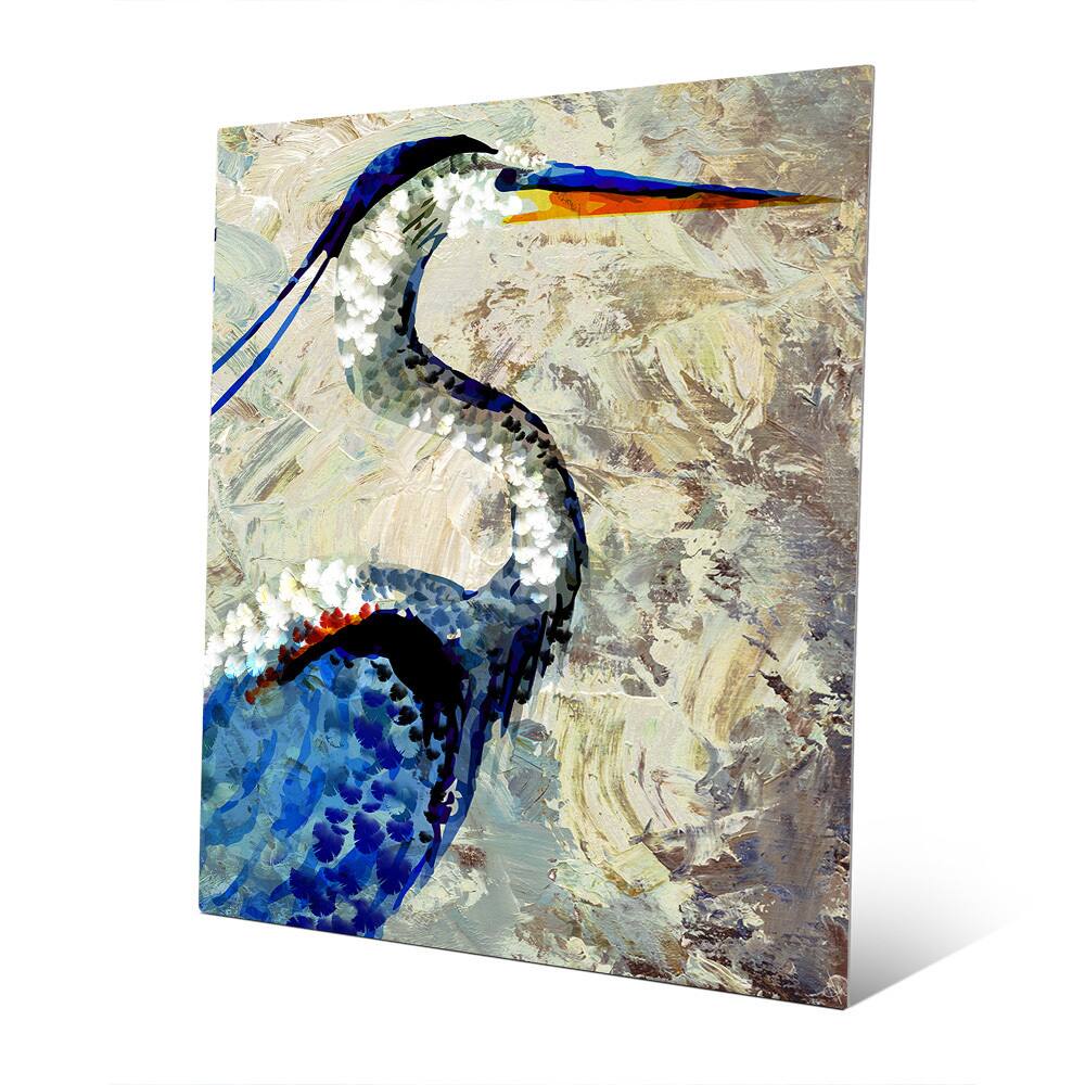 'Painted Crane' Metal Wall Art